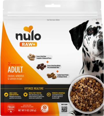 Raw+ Chicken, Whitefish & Salmon Adult Freeze-Dried Dog Food, 9-oz bag