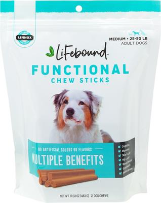 Palitos masticables funcionales Lifebound, premios medianos para perros, 21 unidades