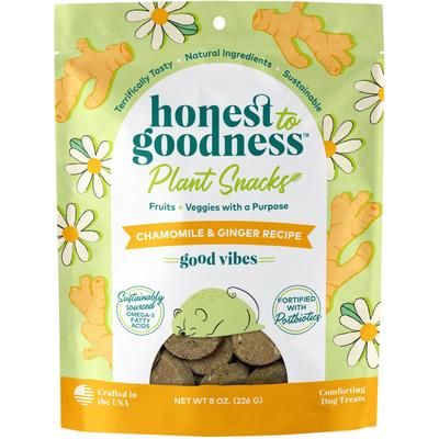 Premios para perros Plant Snacks Good Vibes de manzanilla y jengibre, bolsa de 8 oz