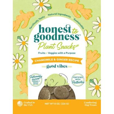 Premios para perros Plant Snacks Good Vibes de manzanilla y jengibre, bolsa de 8 oz