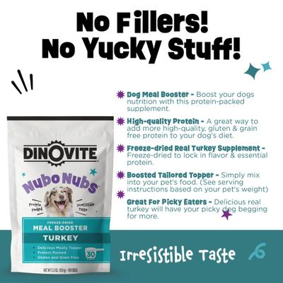 NubONubs Meal Booster Topper Turkey Flavored Gluten & Grain-Free Protein Powder Supplement for Dogs, 5.3-oz bag