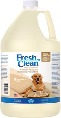Champú para perros Fresh 'n Clean de avena y bicarbonato de sodio, aroma tropical fresco, concentrado 15:1, botella de 1 galón