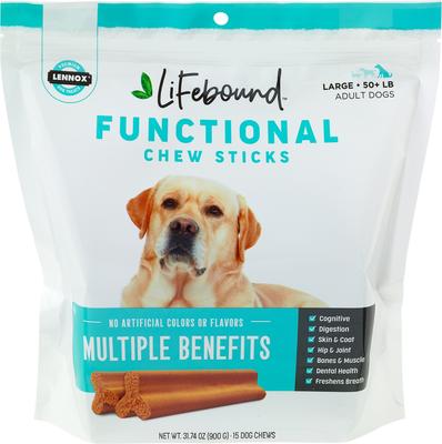 Lifebound Functional Chew Sticks Large Dog Chew Treats, 15 count