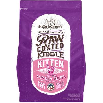 Alimento seco para gatos sin jaula, crudo y recubierto con sabor a pollo, bolsa de 2.5 lb