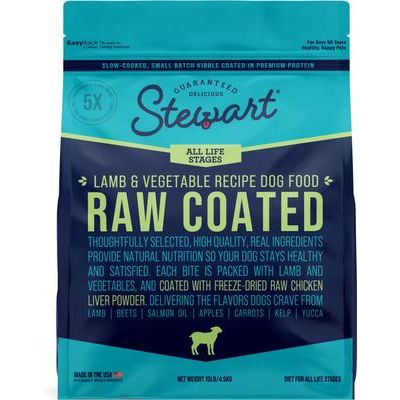 Alimento liofilizado para perros adultos con ingredientes limitados de cordero recubierto crudo, bolsa de 10 lb