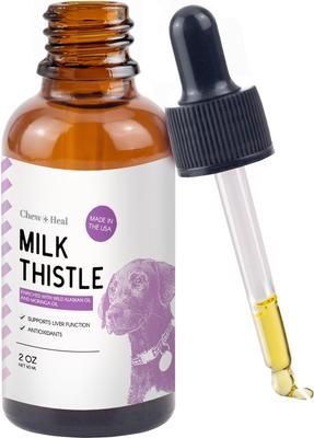 Milk Thistle Tincture with Moringa Oil & Salmon Oil Liquid Kidney & Liver Health Supplement for Dogs, 2-fl oz bottle