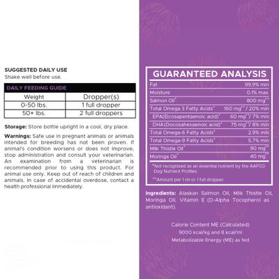 Milk Thistle Tincture with Moringa Oil & Salmon Oil Liquid Kidney & Liver Health Supplement for Dogs, 2-fl oz bottle