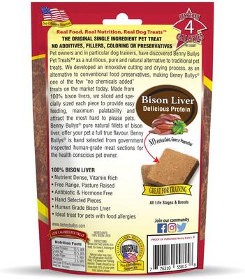 Bison Liver Chops Freeze-Dried Dog Treats, 2.1-oz bag