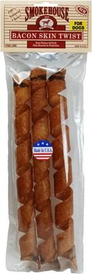 USA Bacon Skin Twists Dog Treats, Large, 3 pack