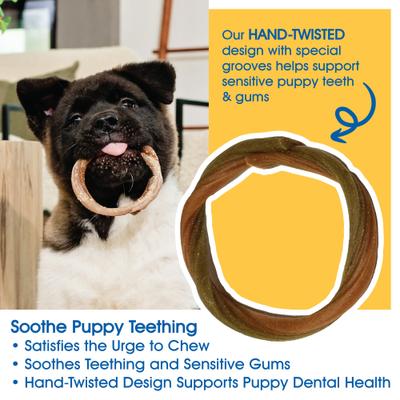 Puppy Teething Rings Taste of Texas Chicken Fajitas Flavor Dog Dental Treats, 3 count