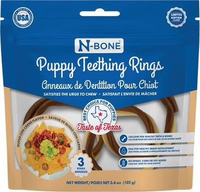 Puppy Teething Rings Taste of Texas Queso Con Carne Flavor Dog Dental Treats, 3 count