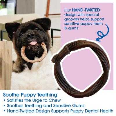 Puppy Teething Rings Taste of Texas Burnt Ends Flavor Dog Dental Treats, 3 count