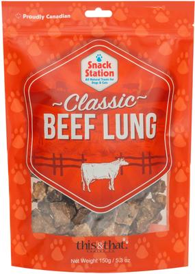 Snack Station - Golosinas deshidratadas para perros con alto contenido proteico y de un solo ingrediente, de pulmón de res, bolsa de 5.3 oz