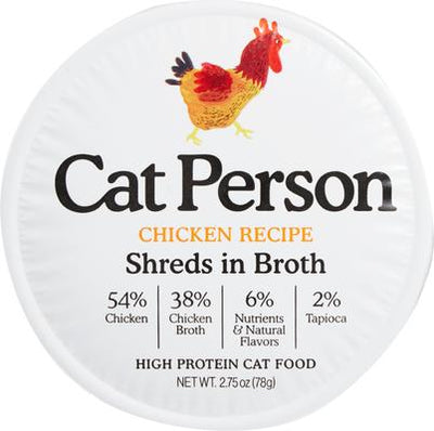 Comida húmeda para gatos Cat Person de Weruva Chicken Shreds in Broth sin cereales, 2,75 oz (paquete de 24)
