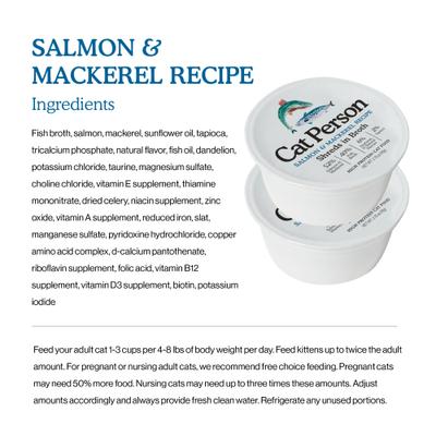 Cat Person by Weruva Salmon & Mackerel Shreds in Broth Grain-Free Wet Cat Food, 2.75-oz cup, case of 24