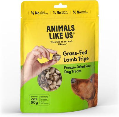 Premios crudos liofilizados para perros de callos de cordero alimentados con pasto, sin cereales, bolsa de 2 oz