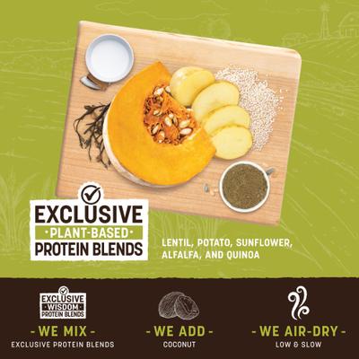 Tiras de cecina vegetal premium, secadas al aire, con receta de semillas, de Wisdom, para perros, bolsa de 113 g