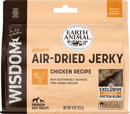 Wisdom Air-Dried From the Air Recipe with Quail, Duck, & Goose Premium Natural Jerky Strips Dog Treats, 4-oz bag