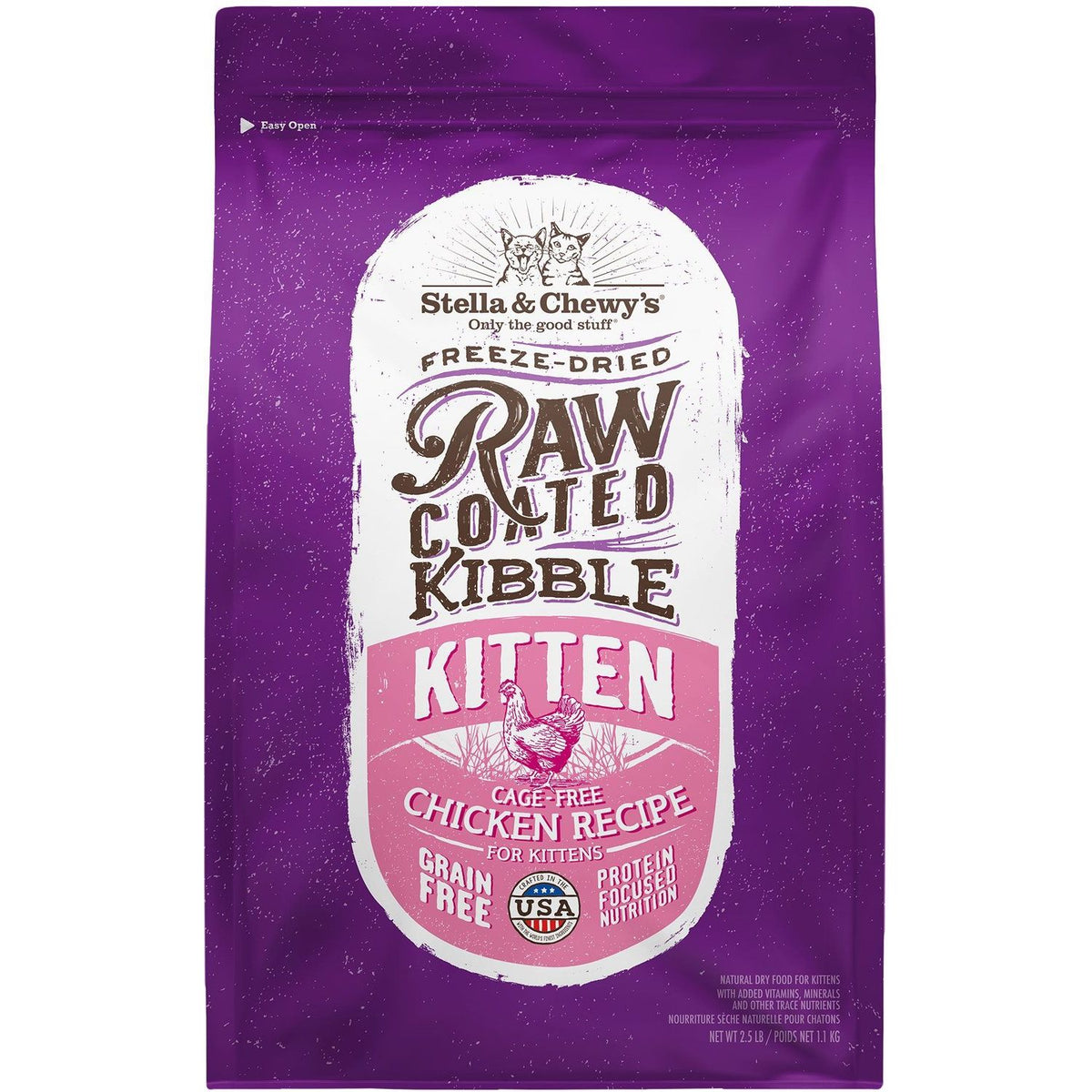 Chicken Flavored Raw Coated Cage-Free Kitten Dry Cat Food. 2.3 kg.