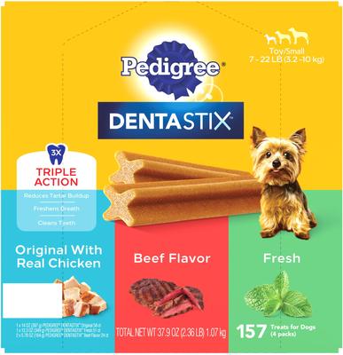 Dentastix Toy Grain-Free Original Chicken, Beef Flavor, & Fresh Mint Variety Pack Small Breed Dental Dog Treats, 157 count