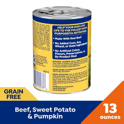 Grain-Free Beef, Sweet Potato & Pumpkin Recipe Wet Dog Food, 13-oz can, 12 count