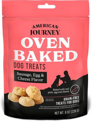 Bundle: Variety Pack - American Journey Peanut Butter Recipe Crunchy Biscuit Dog Treats, 8-oz bag, Apple & Cinnamon, and Sausage, Egg & Cheese Flavors