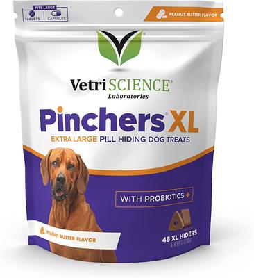 Pinchers Pill-Hiding Probiotic Peanut Butter Flavor Treats Dog Treats, Chew, Peanut Butter Flavor, X-Large, 45 count