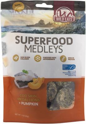 Cod Superfood Medallions Adult Pumpkin Flavor Dog Treats, 3-oz bag