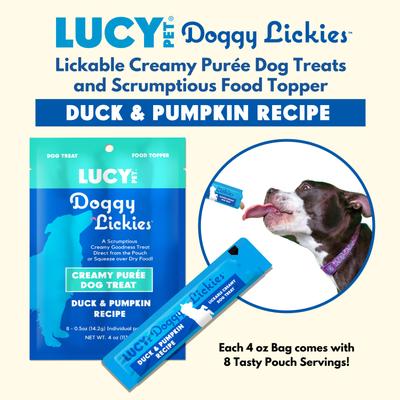 Doggy Lickies Duck & Pumpkin Recipe Creamy Puree Grain-Free Lickable Dog Treats, 0.5-oz pouch, case of 8