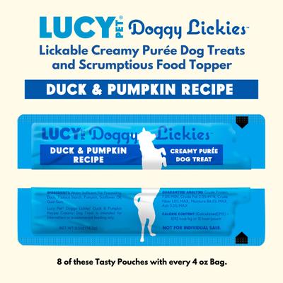 Doggy Lickies Duck & Pumpkin Recipe Creamy Puree Grain-Free Lickable Dog Treats, 0.5-oz pouch, case of 8