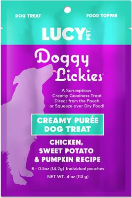 Doggy Lickies Chicken Sweet Potato & Pumpkin Recipe Creamy Puree Grain-Free Lickable Dog Treats, 0.5-oz pouch, case of 8