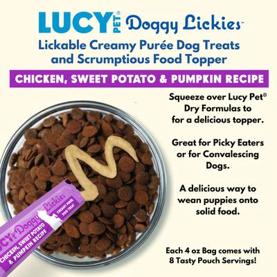 Doggy Lickies Chicken Sweet Potato & Pumpkin Recipe Creamy Puree Grain-Free Lickable Dog Treats, 0.5-oz pouch, case of 8