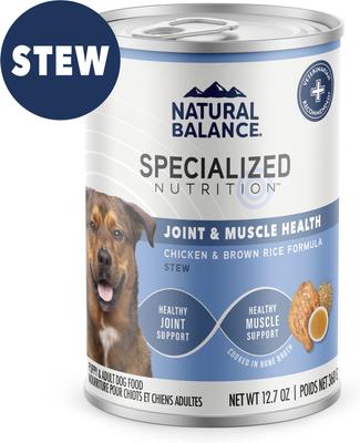 Specialized Nutrition Joint & Muscle Health Adult Chicken & Brown Rice Formula Wet Dog Food, 12.7-oz can, case of 12