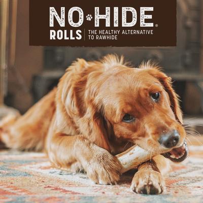 No-Hide Medium Rolls Long Lasting Natural Rawhide Alternative Pork Recipe Chew Dog Treats, 3 count