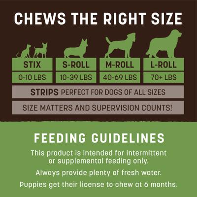 No-Hide Medium Rolls Long Lasting Natural Rawhide Alternative Pork Recipe Chew Dog Treats, 3 count