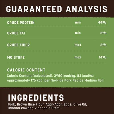 No-Hide Medium Rolls Long Lasting Natural Rawhide Alternative Pork Recipe Chew Dog Treats, 3 count