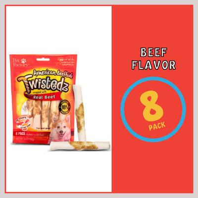 Twistedz 5-inch Beefhide Chip Rolls Beef Flavored Wrap Dog Hard Chews, 8 count