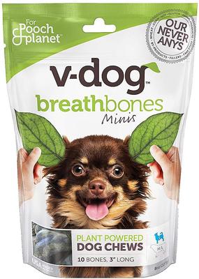 Breathbones Mini Rawhide-Free Dental Dog Treats, 10 count