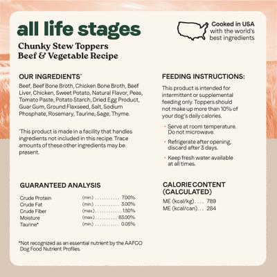All Life Stages Chunky Stew Toppers Beef & Vegetable Recipe Wet Dog Food, 12.7-oz can, case of 6