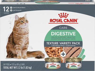 Feline Care Nutrition Adult Digestive Care Texture Variety Pack Wet Cat Food, 3-oz can, case of 12