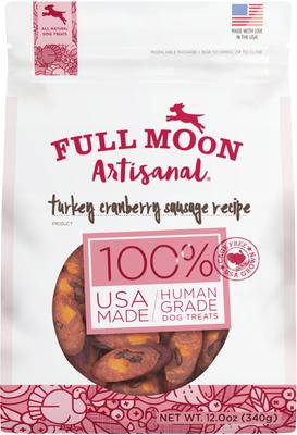 Artisanal Turkey Cranberry Sausage Human Grade Adult Soft & Chewy Dog Treats, 12-oz bag