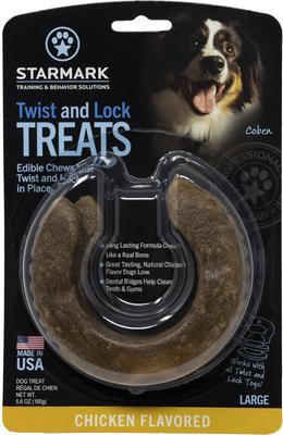 Twist & Lock Large Chicken Flavor Adult Dental Dog Chews, 5.6-oz bag