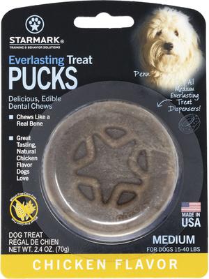 Everlasting Puck Medium Chicken Flavor Adult Dental Dog Chews, 2.4-oz bag