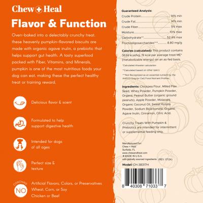 Pumpkin & Prebiotic Fiber Crunchy Biscuit Dog Treats, 5-oz bag