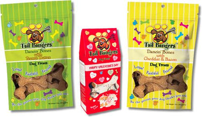 Valentine's Day Variety Pack Peanut Butter, Peanut Butter with Yogurt, Cheddar & Bacon Crunchy Dog Treats, 3 count