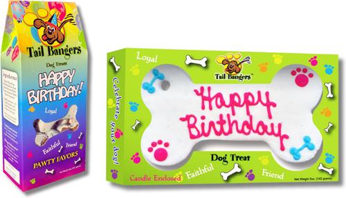 Happy Birthday Pink Bone & Birthday Caddy Peanut Butter & Honey Crunch Dog Treats, 2 count