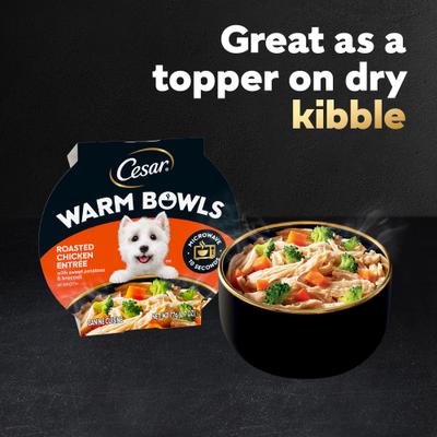 Warm Bowls Roasted Chicken Entree Shredded Wet Dog Food Trays, 2.7-oz tray, case of 10