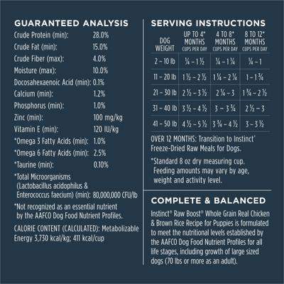 Alimento seco para perros Raw Boost Puppy con pollo y arroz integral (paquete de 20 lb)