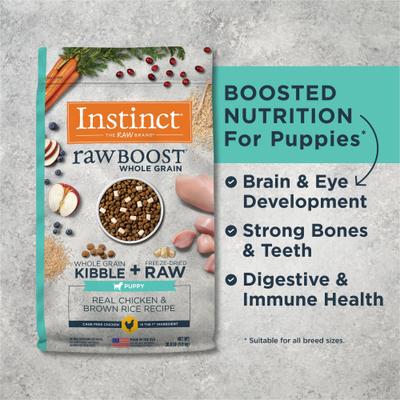 Alimento seco para perros Raw Boost Puppy con pollo y arroz integral (paquete de 20 lb)