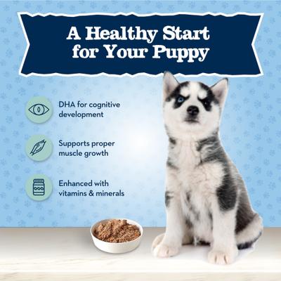 Bundle: Blue Buffalo Baby BLUE Healthy Growth Formula Natural Puppy, Chicken & Vegetable Recipe + Grain-Free High Protein, Turkey & Potato Recipe, Wet Dog Food